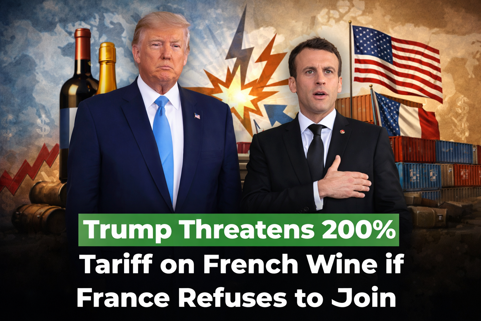 Trump Tariff 200% on France Wine for GAza Board Rejection