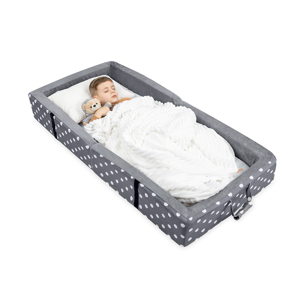 Toddler Travel Bed for Kids | Portable Foldable Floor Bed with Safety